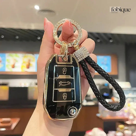 Elegant Collection | Car Key Cover Compatible with Citroën Xsara Picasso, Berlingo & C5 – 3-Button Round Remote Case Fobique