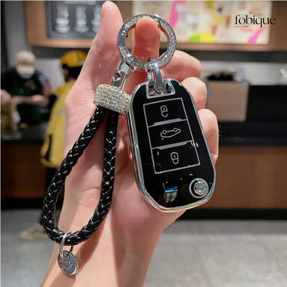 Elegant Collection | Car Key Cover Compatible with Citroën Xsara Picasso, Berlingo & C5 – 3-Button Round Remote Case Fobique