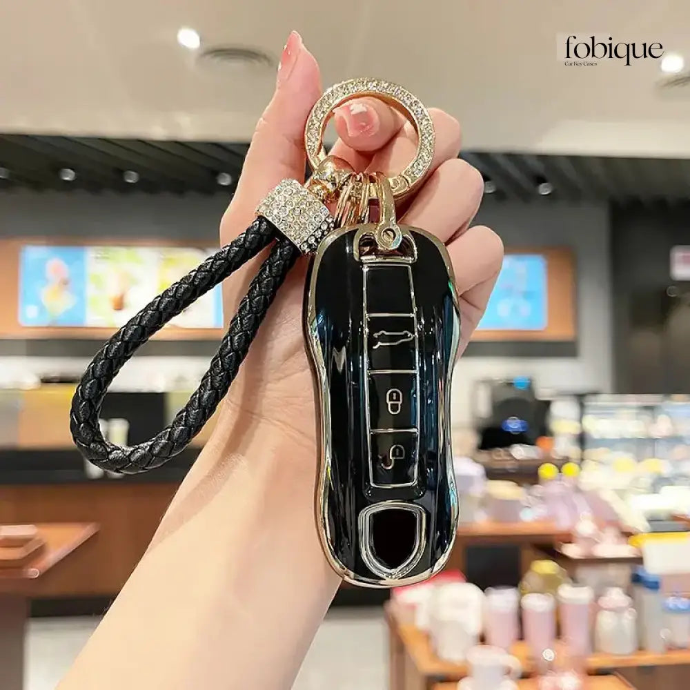 Elegant Collection | Key Cover Fob Case Suitable for Porsche Panamera Cayenne Macan 911 Boxster Cayman & More Fobique
