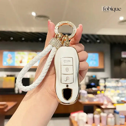 Elegant Collection | Key Cover Fob Case Suitable for Porsche Panamera Cayenne Macan 911 Boxster Cayman & More Fobique