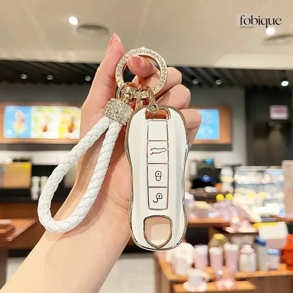 Elegant Collection | Key Cover Fob Case Suitable for Porsche Panamera Cayenne Macan 911 Boxster Cayman & More Fobique