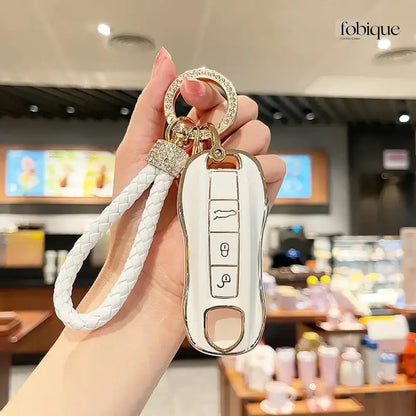 Elegant Collection | Key Cover Fob Case Suitable for Porsche Panamera Cayenne Macan 911 Boxster Cayman & More Fobique