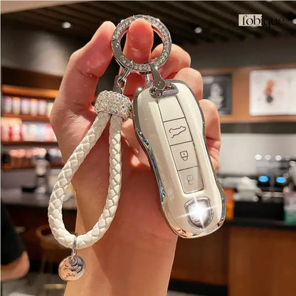 Elegant Collection | Key Cover Fob Case Suitable for Porsche Panamera Cayenne Macan 911 Boxster Cayman & More Fobique