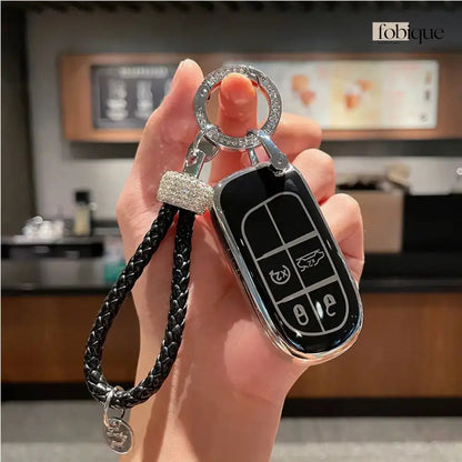 Elegant Collection | Car Key Cover Compatible with Chrysler 200, 300, Jeep Cherokee & More – 4-Button Smart Key Case Fobique