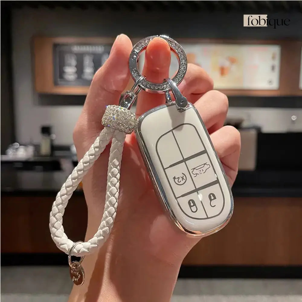 Elegant Collection | Car Key Cover Compatible with Chrysler 200, 300, Jeep Cherokee & More – 4-Button Smart Key Case Fobique