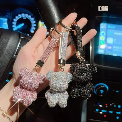 Rhinestone Bear (Gold Edges) Fobique