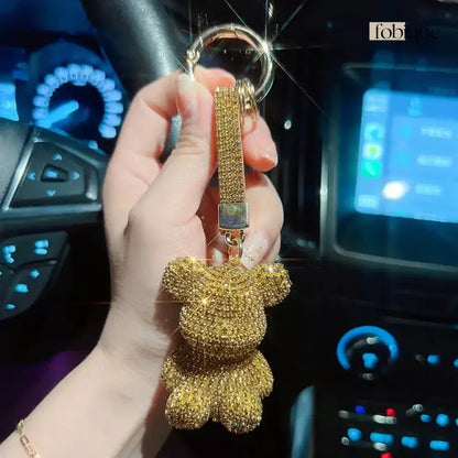 Rhinestone Bear (Gold Edges) Fobique