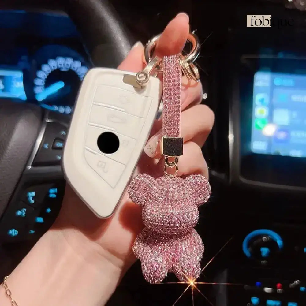 Rhinestone Bear (Gold Edges) Fobique