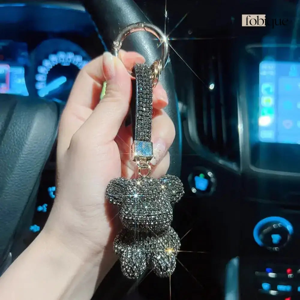 Rhinestone Bear (Gold Edges) Fobique