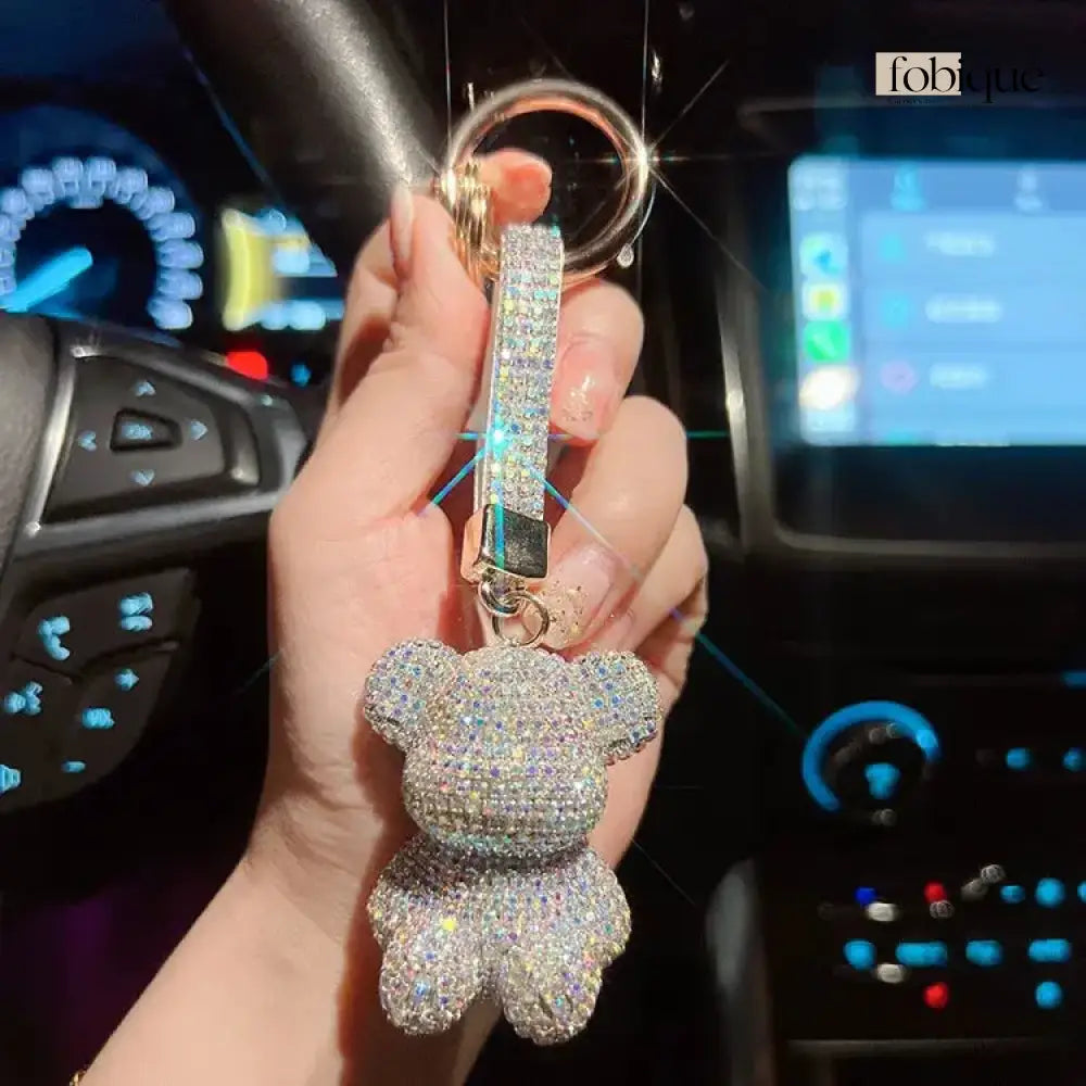 Rhinestone Bear (Gold Edges) Fobique