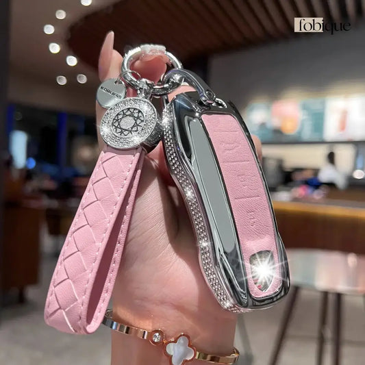 Royale Leather Collection | Key Cover Fob Case Suitable for Porsche Panamera Cayenne Macan 911 Boxster Cayman & More Fobique